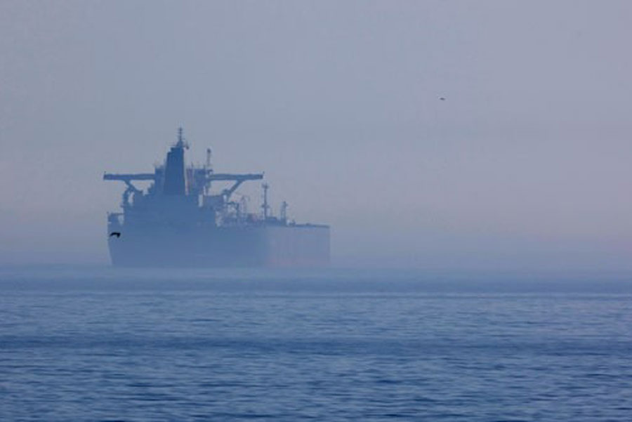 A view shows Panama-flagged vessel "Eventin" off the shore of Sassnitz, Germany, April 16, 2025.
