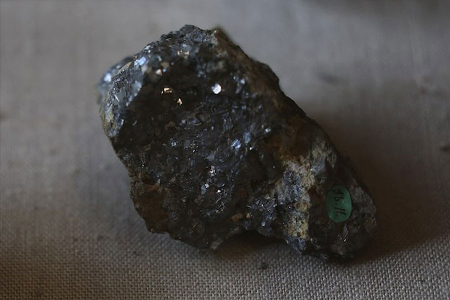 A sample of antimony is displayed at the Natural History Museum in London, Britain, June 6, 2025.