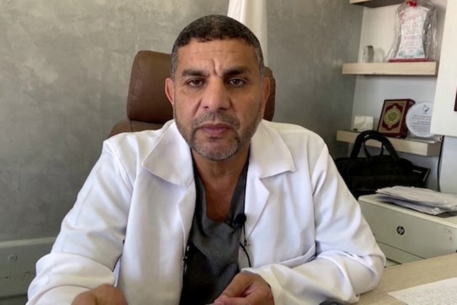 Marwan Al-Hams, a senior Gaza Health Ministry official, speaks at his office in Gaza, in this screen grab taken from a video shot on October 21, 2024.