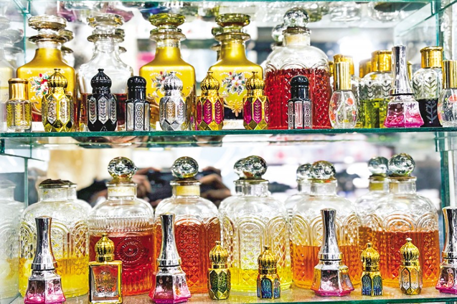 Attar shops at the Baitul Mukarram Mosque