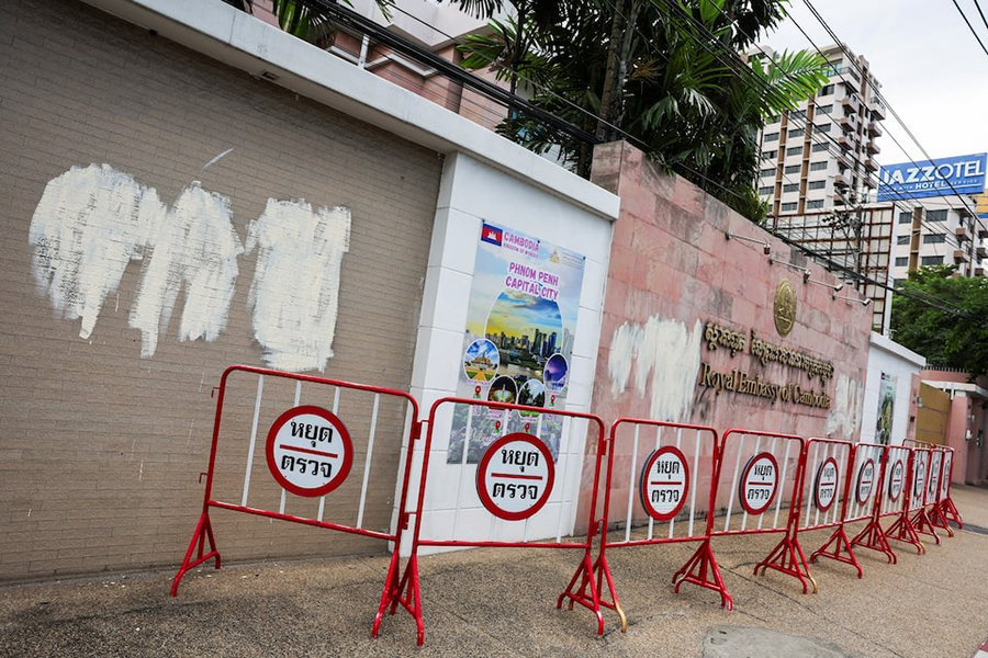 A general view in front of the Royal Embassy of Cambodia, after Thailand recalled its ambassador to Cambodia and said it would expel Cambodia's ambassador, following a landmine incident that injured Thai soldiers and recent clashes along the disputed border between the two countries, in Bangkok, Thailand on July 24, 2025 — Reuters photo