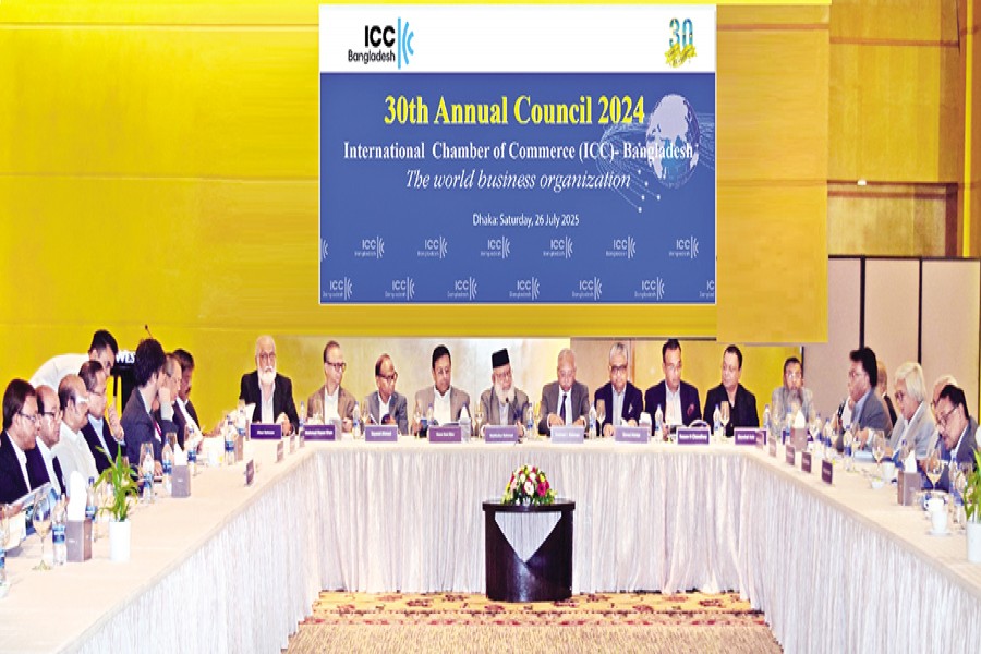 The 30th Annual Council of ICCB was held in Dhaka on Saturday. President of the organisation Mahbubur Rahman (5th from left on the dais) presided