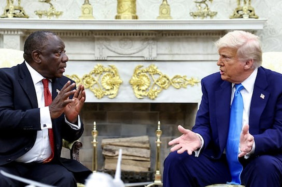 US President Donald Trump meets South African President Cyril Ramaphosa in the Oval Office of the White House in Washington, DC, US, May 21, 2025.