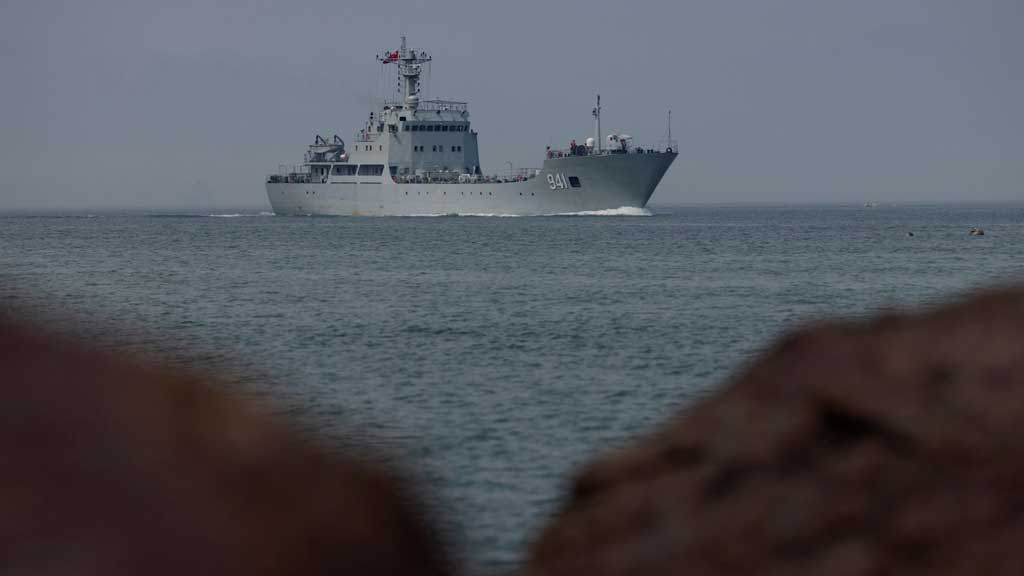 A Chinese warship takes part in a military drill off the Chinese coast near Fuzhou, Fujian Province, across from the Taiwan-controlled Matsu Islands, China, April 11, 2023. REUTERS