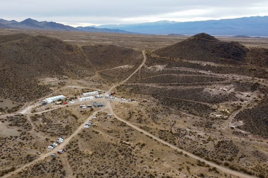 A drone view shows the site of the PSJ Cobre Mendocino mining project where a public hearing was taking place for a planned copper mine, near the Chilean border, in Uspallata, Mendoza, Argentina August 2, 2025.