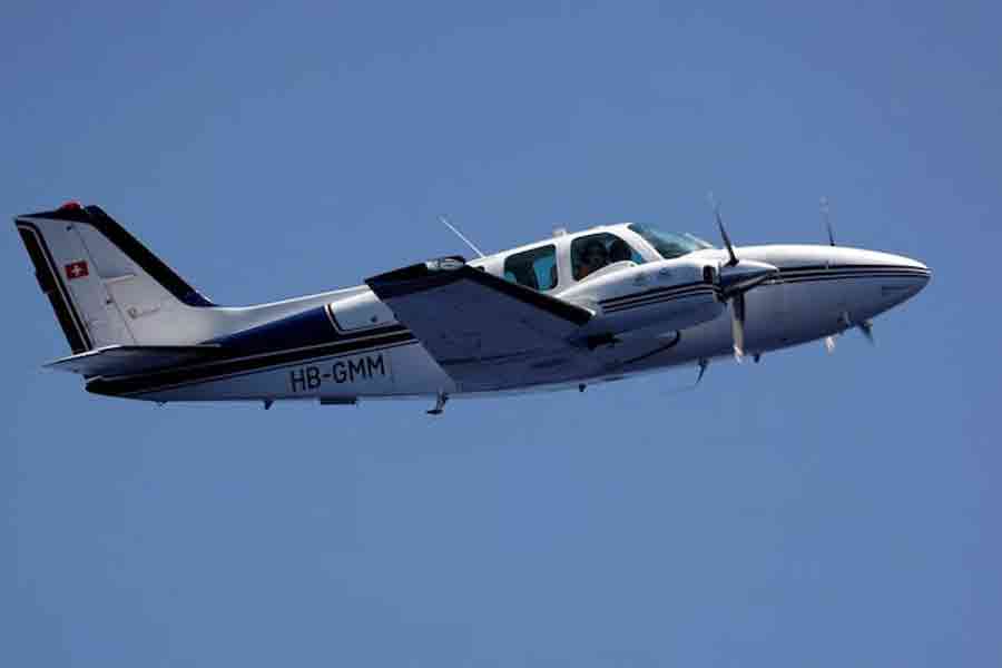 Seabird, a plane operated by German NGO Sea-Watch, is seen from the migrant rescue ship Sea-Watch 3 as it patrols the search and rescue zone in international waters off the coast of Libya, in the western Mediterranean Sea, July 28, 2021.