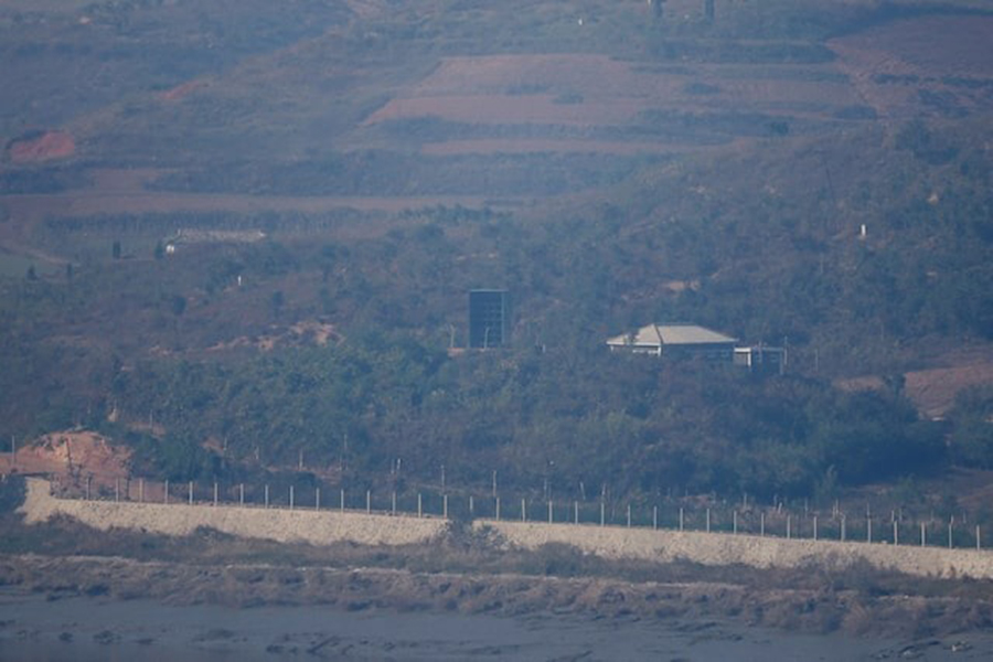 North Korea’s loud speaker is seen at North Korea's propaganda village Kaepoong, in this picture taken from an observation near the demilitarized zone separating the two Koreas, in Paju, South Korea on October 31, 2024 — Reuters/File