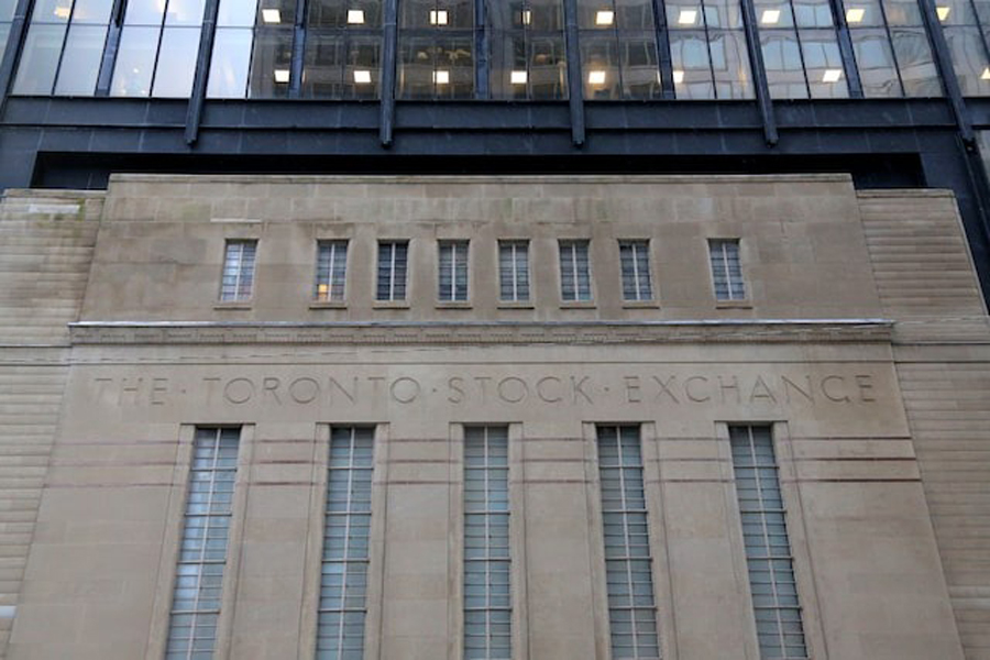 The Art Deco facade of the original Toronto Stock Exchange building is seen on Bay Street in Toronto, Ontario, Canada January 23, 2019.
