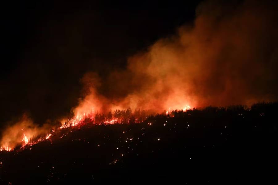 A wildfire burns in the northwestern Canakkale province, Turkey, August 12, 2025.