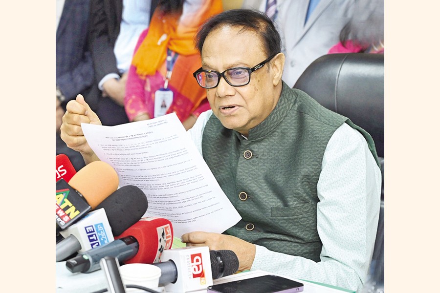 BB Governor Dr Ahsan H. Mansur speaking at a press conference