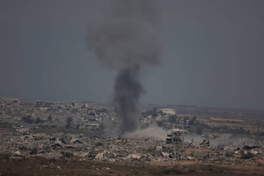 Smoke rises after an Israeli air strike in north Gaza, as seen from Israel's border with Gaza, Israel August 12, 2025.