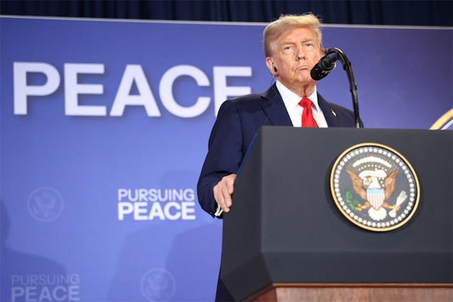 US President Donald Trump holds a press conference following his meeting with Russian President Vladimir Putin to negotiate an end to the war in Ukraine, at Joint Base Elmendorf-Richardson, in Anchorage, Alaska, US on August 15, 2025 — Reuters photo