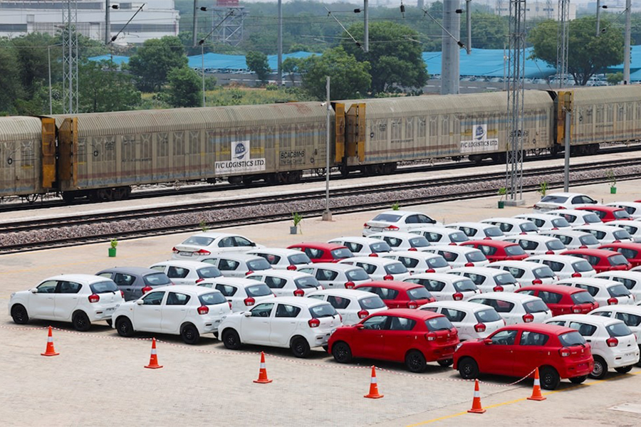 Maruti Suzuki Celerio cars are parked beside an in-plant railway siding at Maruti Suzuki's plant in Manesar, Haryana, India on June 17, 2025 — Reuters/File