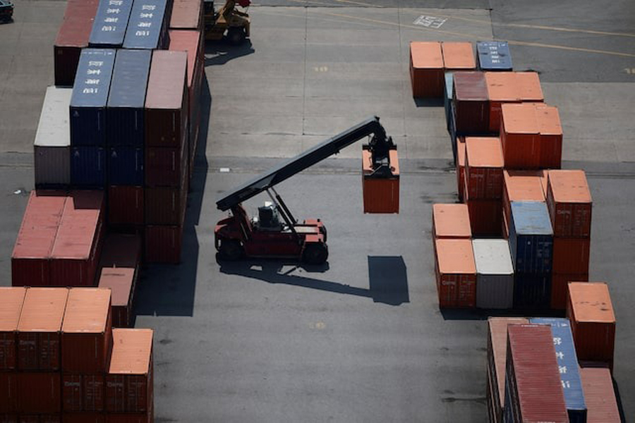 Shipping containers are seen at Pyeongtaek port in Pyeongtaek, South Korea, April 15, 2025.