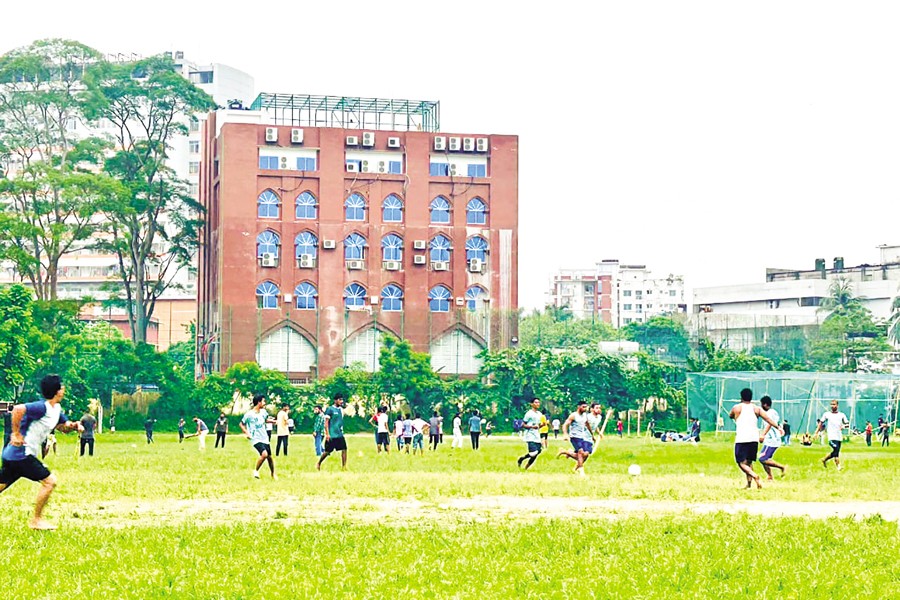Football tournament at the central field of DU
