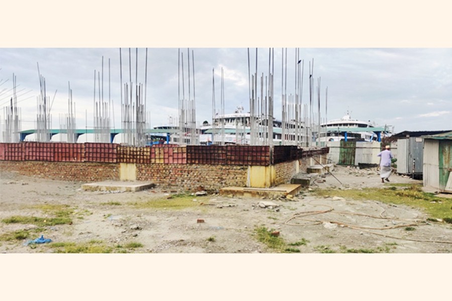 A view of the construction site of the Chandpur BIWTA Modern Terminal Bhaban