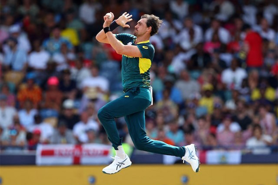 Australia’s Mitchell Starc in action during the Group B match against England at the ICC T20 World Cup 2024 at Kensington Oval, Bridgetown, Barbados on June 8, 2024 — REUTERS/file