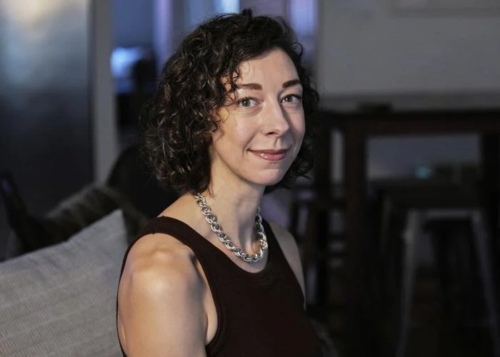 Thriller novelist Andrea Bartz is photographed in her home, in the Brooklyn borough of New York, Thursday, Sept. 4, 2025 (AP Photo/Richard Drew)
