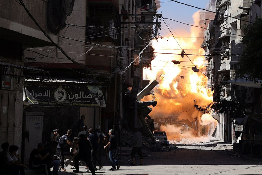 Smoke and flames rise as an Israeli airstrike hits a house, in Gaza City on September 7, 2025 — Reuters photo