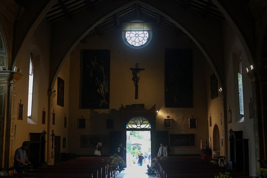 San Martino church, where a private funeral ceremony for Italian fashion designer Giorgio Armani is to be held, in Rivalta, Italy September 8, 2025.