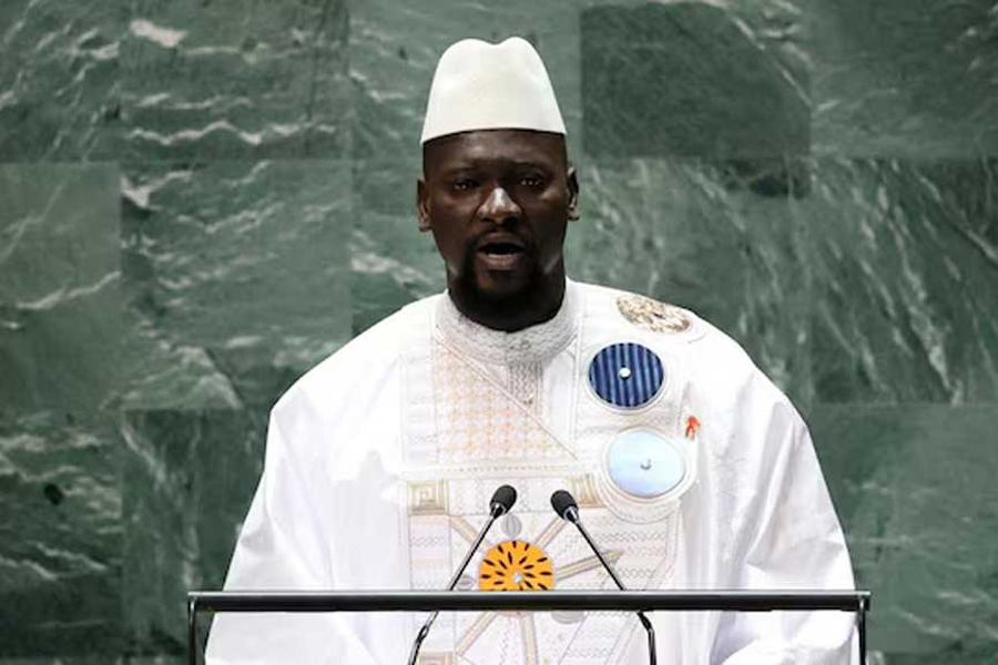 Guinea's President Mamadi Doumbouya addresses the 78th Session of the UN General Assembly in New York City, US, Sept 21, 2023.