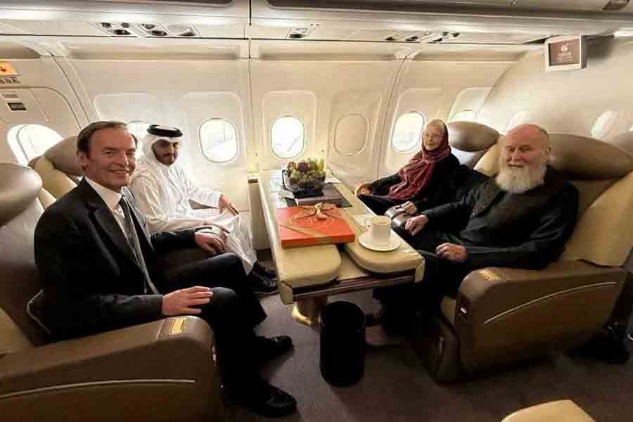 Western military space officials attend at a conference hosted by Novaspace in Paris, France, Sept 16, 2025. From left to right, moderator Novaspace CEO Pacome Revillon; Major General Brian Gibson, Director, Strategy, Plans, and Policy, J5, United States Space Command; Major General Michael Traut, Commander, German Space Command; Major General Vincent Chusseau, Commander, French Space Command; Major General Isaac Manuel Crespo Zaragoza, Chief of the Spanish Space Command Mando del Espacio; Brigadier General Christopher Horner, Commander, 3 Canadian Space Division Canadian Armed Forces.