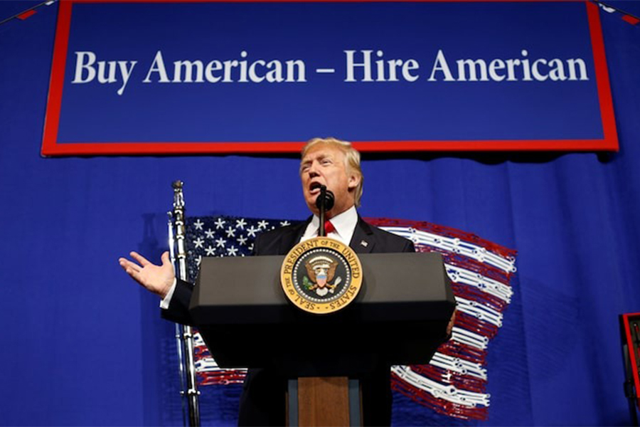 US President Donald Trump speaks before signing an executive order directing federal agencies to recommend changes to a temporary visa program used to bring foreign workers to the United States to fill high-skilled jobs during a visit to the world headquarters of Snap-On Inc, a tool manufacturer in Kenosha, Wisconsin, US on April 18, 2017 — Reuters/File