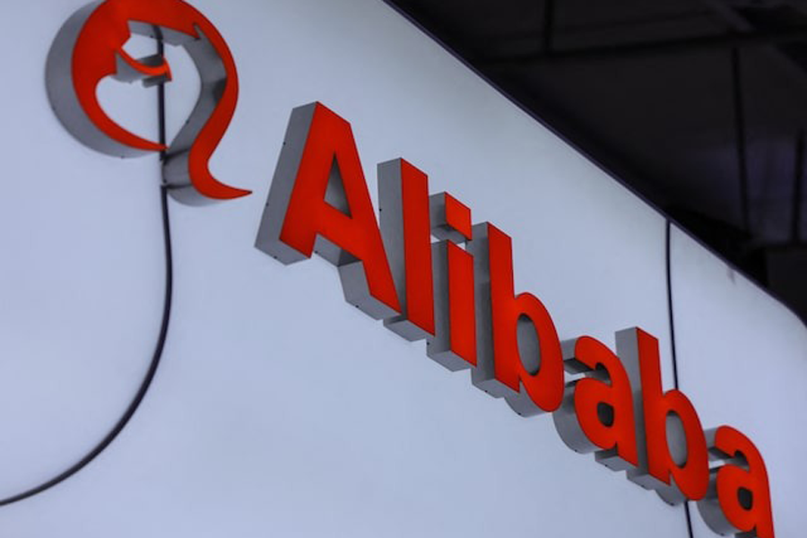 An Alibaba logo is displayed at the company's booth at China International Fair for Trade in Services (CIFTIS) in Beijing, China, September 10, 2025.