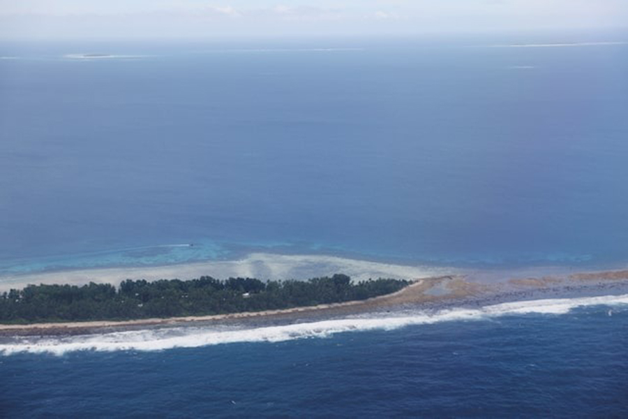 An aerial view of the Pacific Islands nation of Tuvalu, September 6, 2024. Rising sea levels caused by climate change have prompted the Tuvalu government to strike a climate migration pact with Australia — Reuters photo