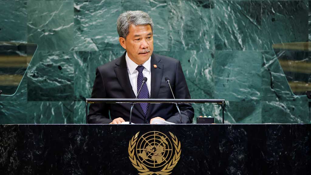 Malaysia's Foreign Affairs Minister Mohamad Hasan addresses the 80th United Nations General Assembly at UN headquarters in New York City, US, September 27, 2025. REUTERS