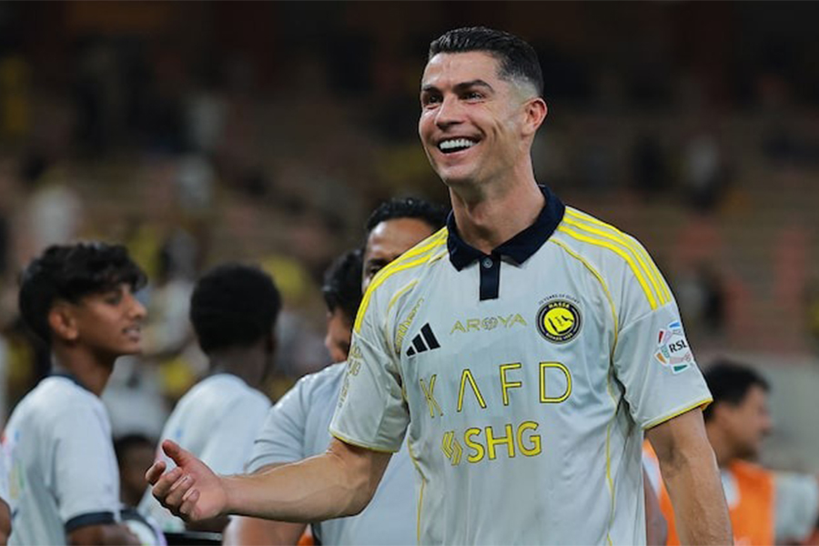 Al Nassr's Cristiano Ronaldo celebrates after the Saudi Pro League match between Al Ittihad and Al Nassr at King Abdullah Sport City Stadium in Jeddah, Saudi Arabia on September 26, 2025 — Reuters photo