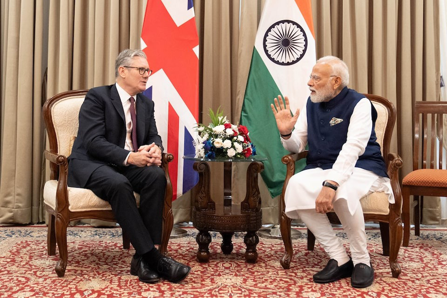 British Prime Minister Sir Keir Starmer and Indian Prime minister Narendra Modi hold a bilateral meeting at Raj Bhavan, in Mumbai, India October 9, 2025.