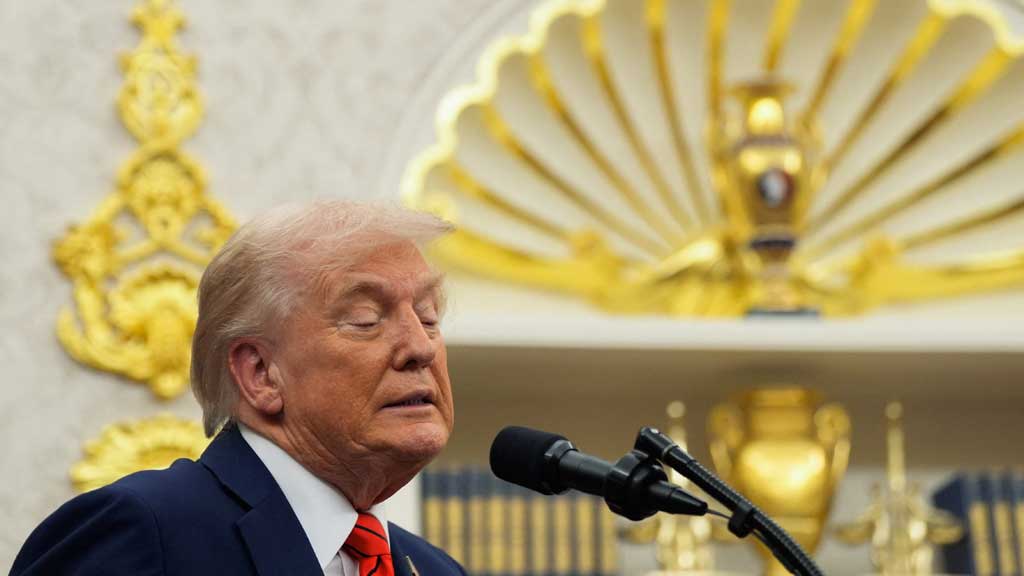US President Donald Trump reacts during an announcement about lowering US drug prices, at the White House in Washington, DC, US, October 10, 2025. REUTERS