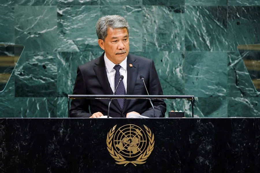 Malaysia's Foreign Affairs Minister Mohamad Hasan addresses the 80th United Nations General Assembly at UN headquarters in New York City, US, Sept 27, 2025.