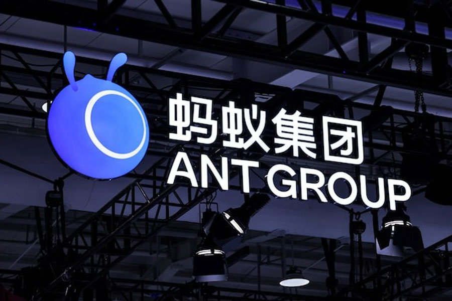 A logo of Ant Group at its booth at China International Fair for Trade in Services (CIFTIS) in Beijing, China, September 10, 2025.