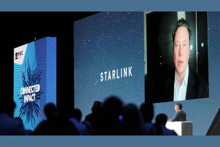 SpaceX founder and Tesla CEO Elon Musk speaks on a screen during the Mobile World Congress (MWC) in Barcelona, Spain, Jun 29, 2021.