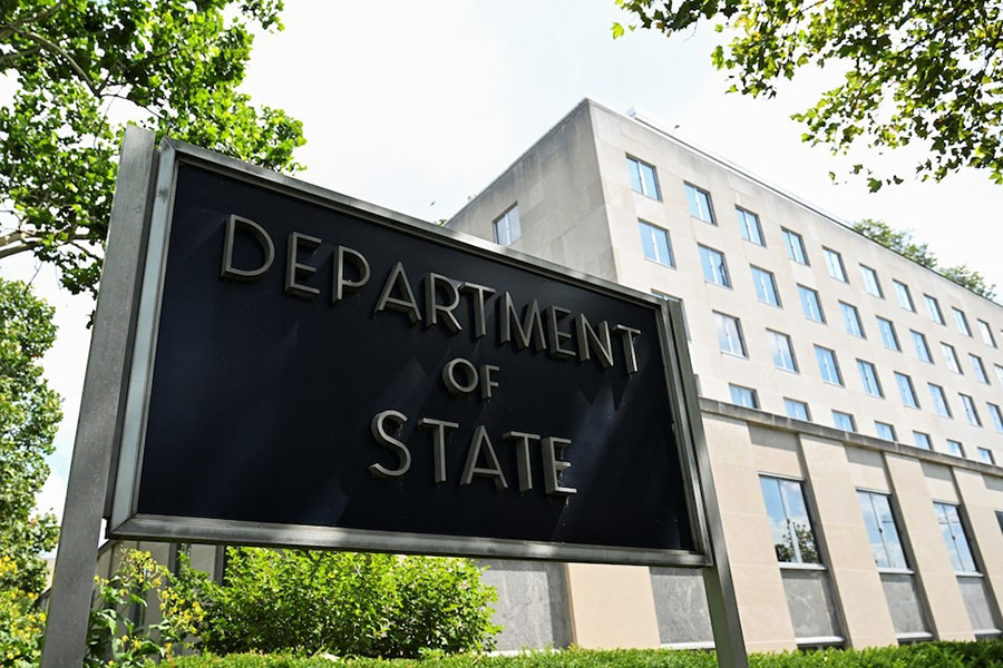 A general view of a US State Department sign outside the US State Department building in Washington, DC, US on July 11, 2025 — Reuters/File