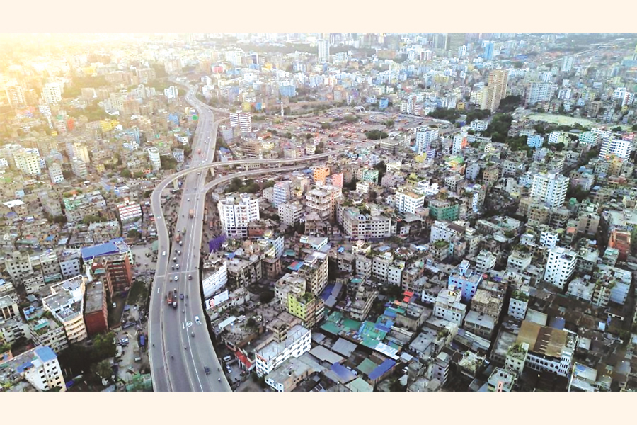 An aerial drone photo taken on Sept. 5, 2025 shows a city view of Dhaka, Bangladesh. The densely populated city with thousands of sub-standards buildings is highly vulnerable to earthquake —Xinhua Photo