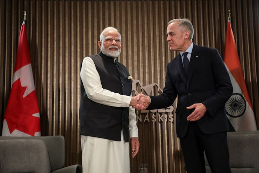 Indian Prime Minister Narendra Modi shakes hands with Canadian Prime Minister Mark Carney as they hold a bilateral meeting during the G7 Leader's Summit in Kananaskis, Alberta, Canada on June 17, 2025 — Reuters/File