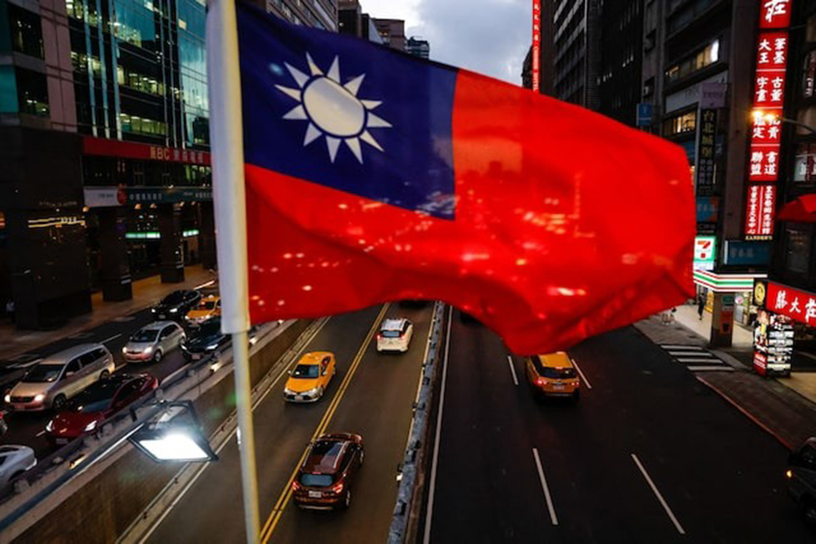 A Taiwan flag can be seen on an overpass ahead of National Day celebrations in Taipei, Taiwan on October 8, 2025 — Reuters/File