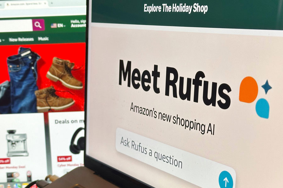 Amazon's generative AI-powered shopping assistant, Rufus, appears on a computer monitor, Dec. 1, 2024, in New York.