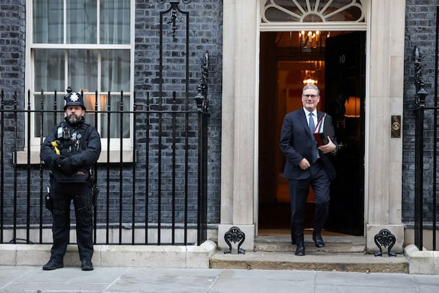 British Prime Minister Keir Starmer leaves 10 Downing Street, on the day Chancellor of the Exchequer Rachel Reeves presents the Autumn Budget Statement to Parliament, in London, Britain, November 26, 2025.