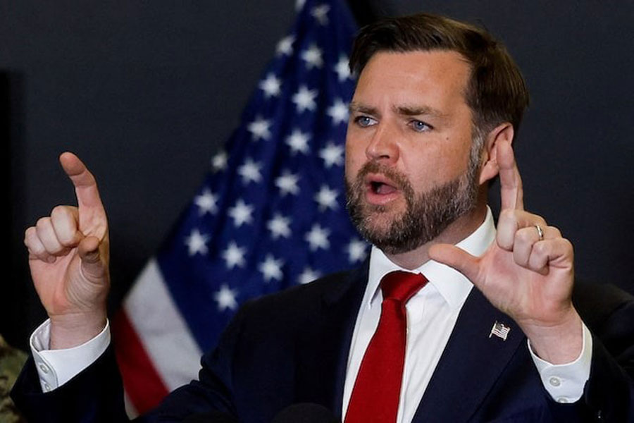 US Vice President JD Vance speaks to members of the media in Kiryat Gat, Israel, October 21, 2025.