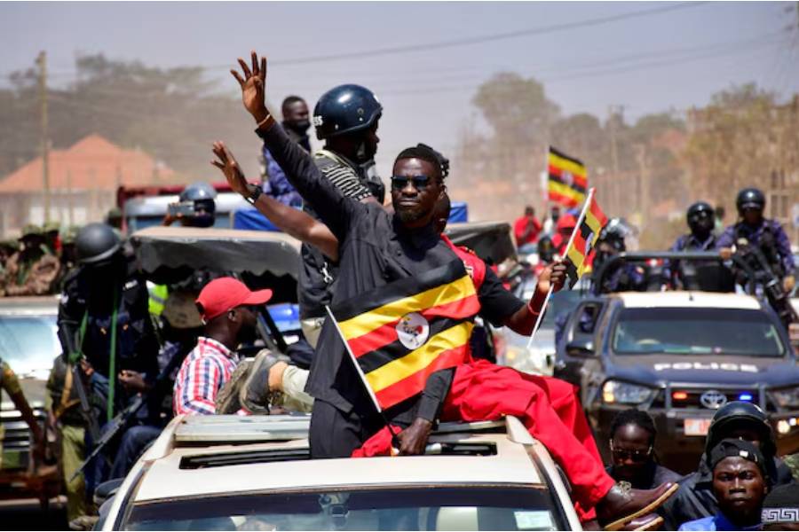 Ugandan Presidential candidate Robert Kyagulanyi, also known as Bobi Wine, of the National Unity Platform (NUP) party, campaigns ahead of the general elections in Kira Municipality, Wakiso district on the outskirts of Kampala, Uganda December 1, 2025.