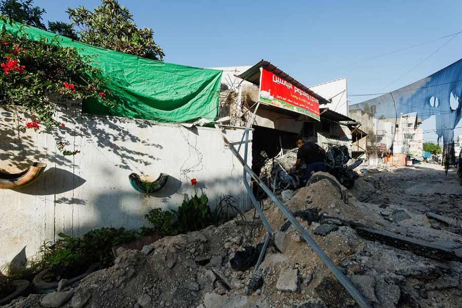 A view of a street dug up by a bulldozer during an Israeli military operation in Jenin in the Israeli-occupied West Bank on Tuesday –Reuters photo