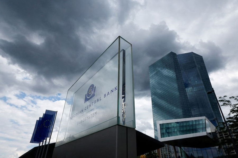 Dark clouds are seen over the building of the European Central Bank (ECB) before the ECB's monetary policy meeting in Frankfurt, Germany, June 6, 2024.