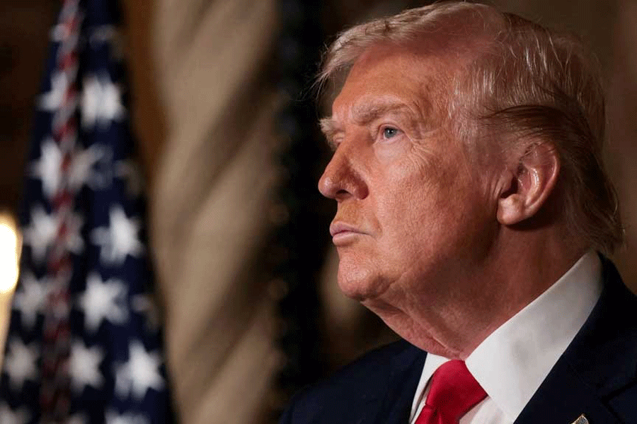 US President Donald Trump attends a press conference, as he makes an announcement about the Navy's "Golden Fleet" at Mar-a-lago in Palm Beach, Florida, US, Dec 22, 2025.