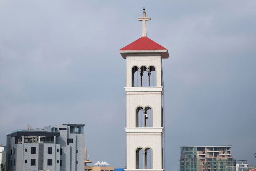 A cross at the Church of Assumption is seen, following the US airstrikes against Islamic State militants, according to US President Donald Trump and the US military, in Ikoyi, Lagos, Nigeria, December 26, 2025.