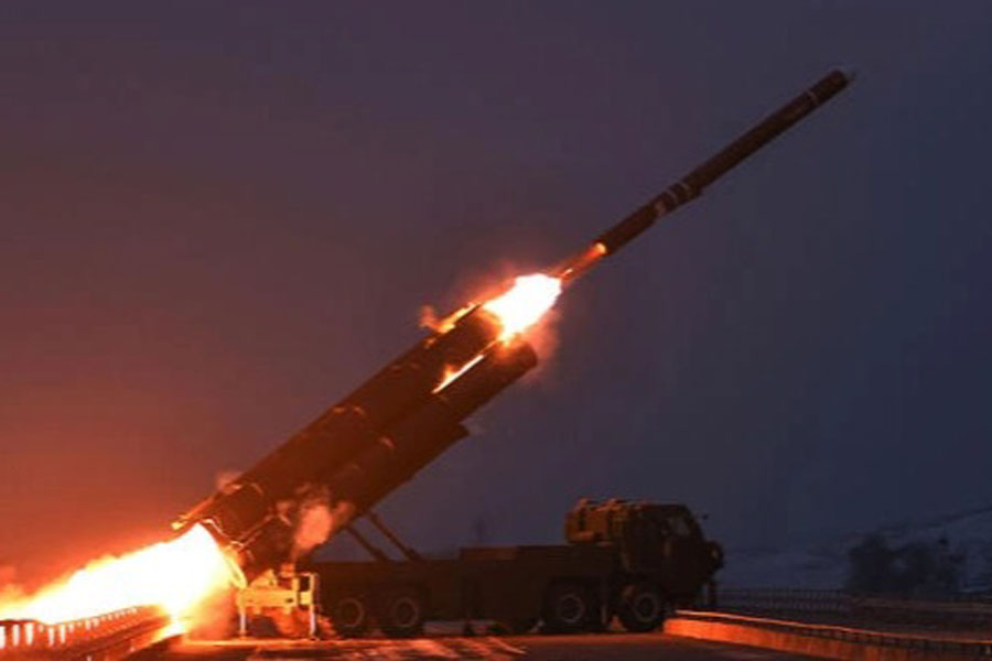 This photo provided by the North Korean government, shows what it says a test of a long-range strategic cruise missile in the Yellow Sea off North Korea Sunday, Dec. 28, 2025. Independent journalists were not given access to cover the event depicted in this image distributed by the North Korean government. The content of this image is as provided and cannot be independently verified. Korean language watermark on image as provided by source reads: "KCNA" which is the abbreviation for Korean Central News Agency.