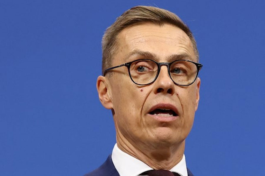 Finland's President Alexander Stubb attends a joint press conference with NATO Secretary General Mark Rutte (not pictured) in Brussels, Belgium November 17, 2025.